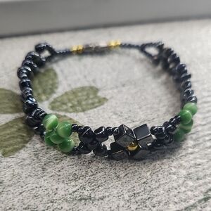 Others Follow Black and Green Beaded Bracelet